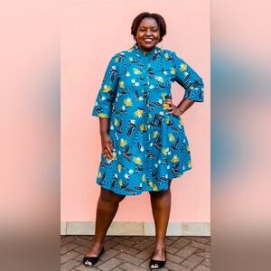 Zuri KENYA ALL THE TEALS dress In LARGE